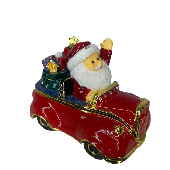 Other - Santa enameled luxury red car bejeweled crystals trinket collectible box